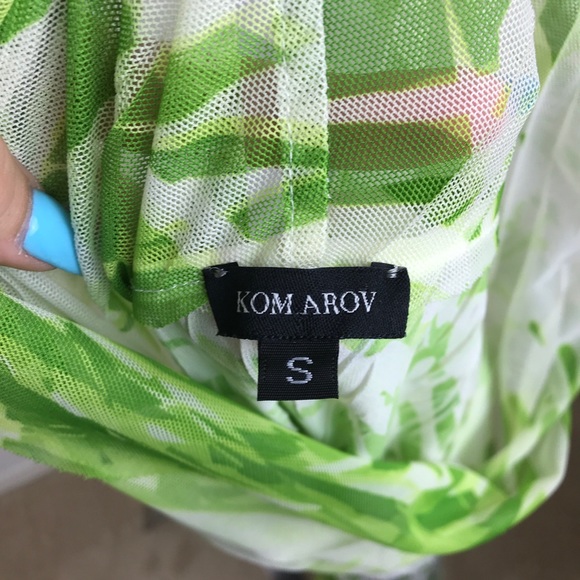 Komarov Green Crinkled Cowel Neck Tank Blouse Sm - Picture 7 of 7